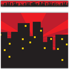 Superhero Cityscape Straight Border Trim