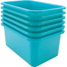 Teal Small Plastic Storage Bin 6 Pack