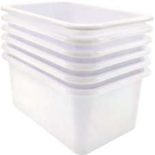 White Small Plastic Storage Bin 6 Pack