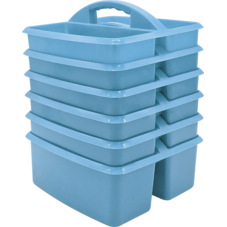Light Blue Plastic Storage Caddy 6 Pack