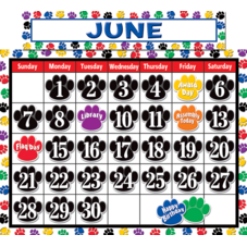 Colorful Paw Prints Calendar Bulletin Board Display Set