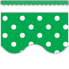 Green Polka Dots Scalloped Border Trim