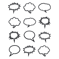 Black & White Speech/Thought Bubbles Mini Accents