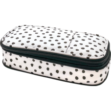 Black Painted Dots on White Pencil Case