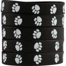 Black with White Paw Prints Wristbands