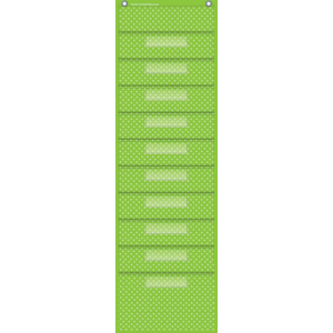 TCR20737 Lime Polka Dots 10 Pocket File Storage Pocket Chart Image