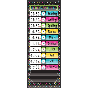 TCR20752 Chalkboard Brights 14 Pocket Daily Schedule Pocket Chart Image