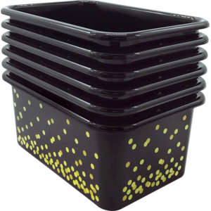 TCR32236 Black Confetti Small Plastic Storage Bins 6-Pack Image
