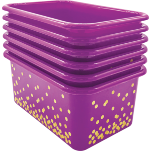 TCR32239 Purple Confetti Small Plastic Storage Bins 6-Pack Image