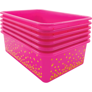 TCR32245 Pink Confetti Large Plastic Storage Bins 6-Pack Image