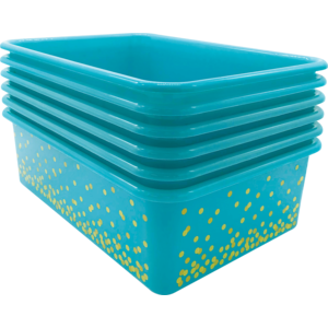 TCR32247 Teal Confetti Large Plastic Storage Bins 6-Pack Image