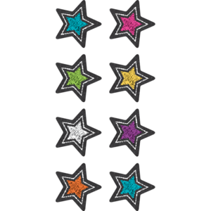 TCR3556 Chalkboard Brights Stars Mini Stickers Image