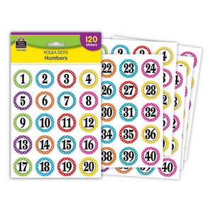 TCR3567 Polka Dots Numbers Stickers Image