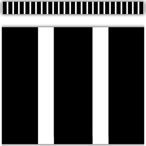 TCR3935 Black and White Vertical Stripes Straight Border Trim Image