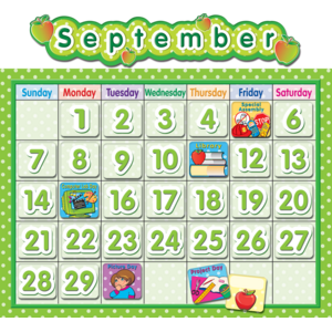 TCR4188 Polka Dot School Calendar Bulletin Board Image