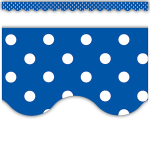 TCR4666 Blue Polka Dots Scalloped Border Trim Image