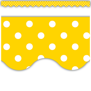 TCR4668 Yellow Polka Dots Scalloped Border Trim Image