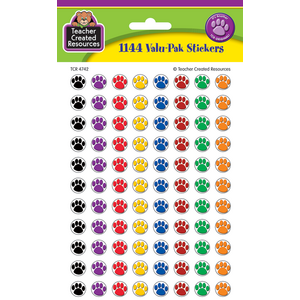 TCR4742 Colorful Paw Prints Mini Stickers Valu-Pak Image