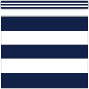 TCR5289 Navy Blue & White Stripes Straight Border Trim Image