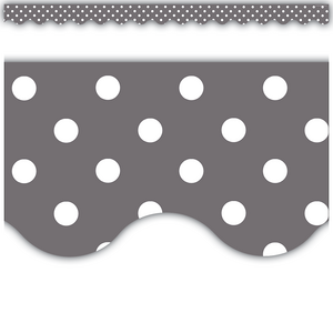 TCR5495 Gray Polka Dots Scalloped Border Trim Image