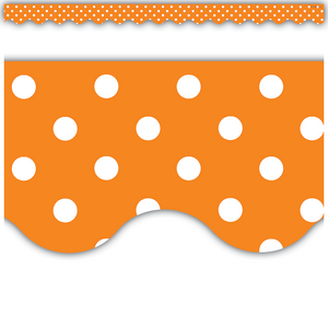 TCR5497 Orange Polka Dots Scalloped Border Trim Image