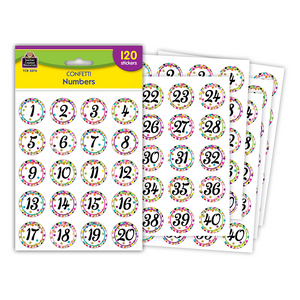 TCR5574 Confetti Numbers Stickers Image