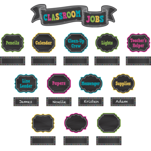 TCR5653 Chalkboard Brights Classroom Jobs Mini Bulletin Board Image
