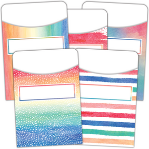 TCR5816 Watercolor Library Pockets - Multi-Pack Image