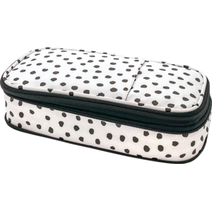 TCR6124 Black Painted Dots on White Pencil Case Image