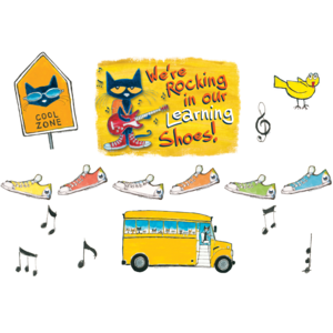 TCR62383 Pete the Cat We're Rocking in Our Learning Shoes Bulletin Board Image