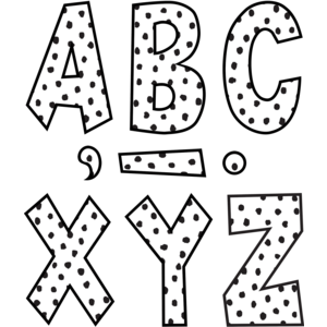 TCR70102 Black Painted Dots on White 7" Fun Font Letters Image