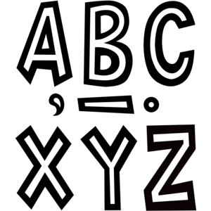 TCR70103 Black and White 7" Fun Font Letters Image