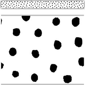 TCR7083 Black Painted Dots on White Straight Border Trim Image