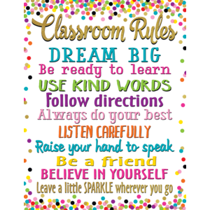 TCR7553 Confetti Classroom Rules Chart Image
