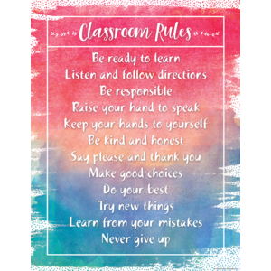 TCR7554 Watercolor Classroom Rules Chart Image