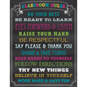 TCR7565 Chalkboard Brights Classroom Rules Chart Image