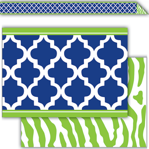 TCR77095 Navy & Lime Wild Moroccan Double-Sided Border Image