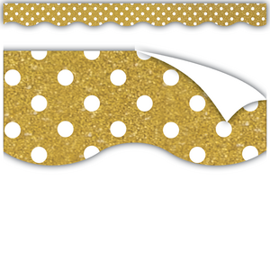 TCR77343 Clingy Thingies Gold Shimmer with White Polka Dots Borders Image