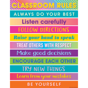 TCR7937 Colorful Vibes Classroom Rules Chart Image