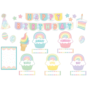 TCR8415 Pastel Pop Happy Birthday Mini Bulletin Board Image