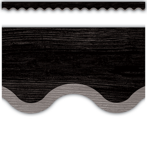 TCR8516 Modern Farmhouse Black with Gray Scalloped Border Trim Image