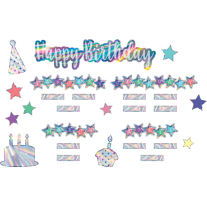 TCR8679 Iridescent Happy Birthday Mini Bulletin Board Image