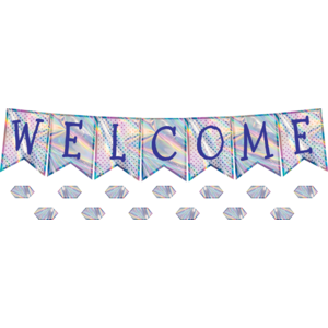 TCR8680 Iridescent Pennants Welcome Bulletin Board Display Image
