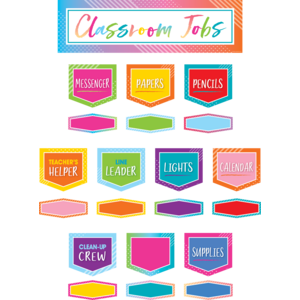 TCR8756 Colorful Vibes Classroom Jobs Mini Bulletin Board Image
