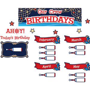 TCR8896 Nautical Our Crew Birthdays Mini Bulletin Board Image