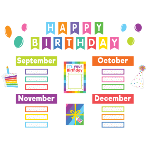 TCR9125 Colorful Happy Birthday Mini Bulletin Board Image