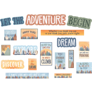 TCR9143 Moving Mountains Let the Adventure Begin Mini Bulletin Board Image