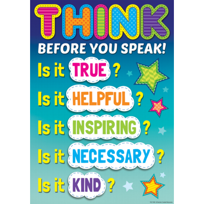 Think Before You Speak Positive Poster - TCR7408 | Teacher Created ...