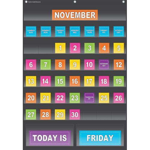 Black Calendar Pocket Chart TCR20748 Teacher Created Resources Black Calendar Pocket Chart TCR20748 Teacher Created Resources