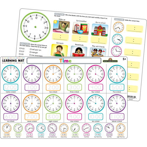 Time Learning Mat TCR21023 Teacher Created Resources
